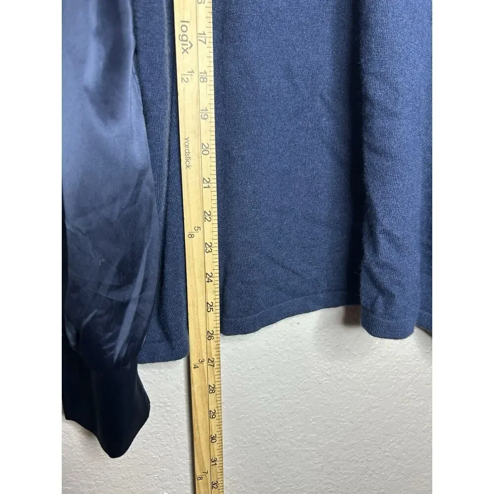 Chico’s‎ Navy Blue Soft Stretch Mock Neck Satin Sleeve Sweater Size 2 US 12